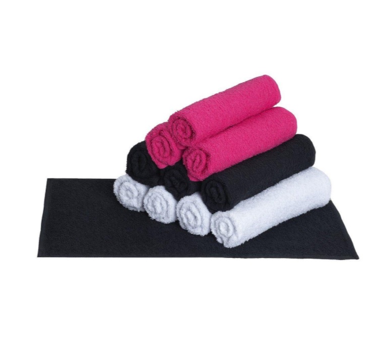 Kit 10 Toalha de Manicure 100% Algodão 280g/m² Salão de Beleza 28x45cm P/unha – 5 Brancas 3 Pretas 2 Pinks