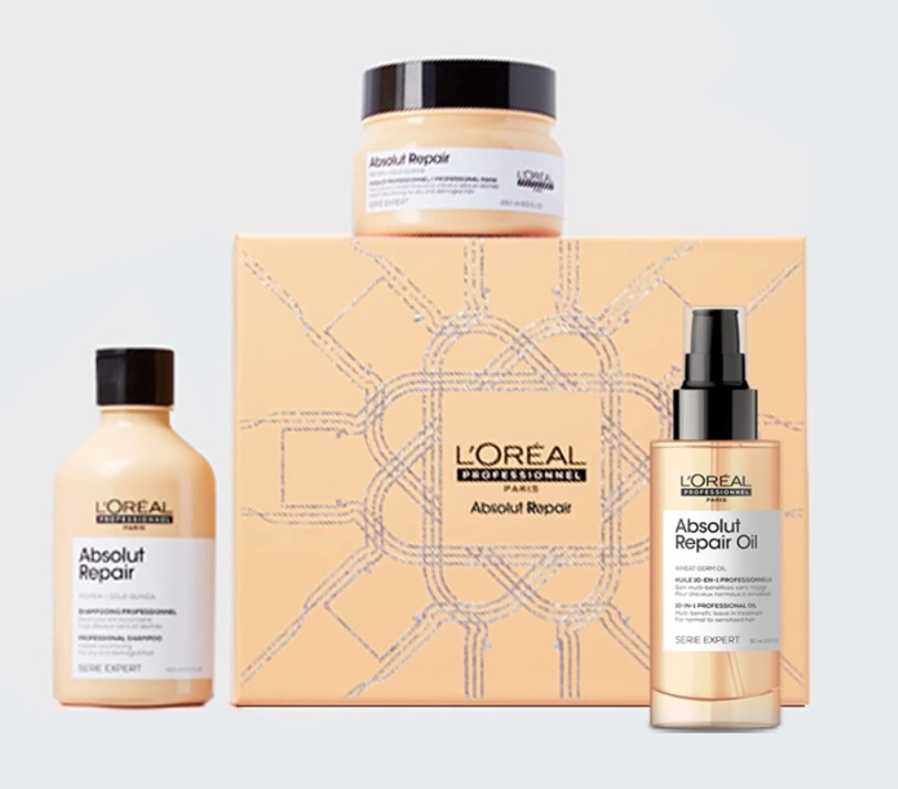 Kit Shampoo + Máscara de Tratamento + Óleo 10 in 1 Absolut Repair Serie Expert L’Oréal Professionnel, L´Oreal Professionnel Paris