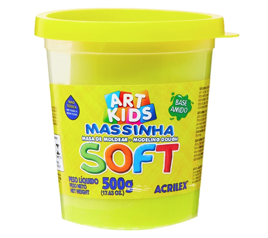 Massa de Modelar Soft Acrilex Amarelo Limão 500g