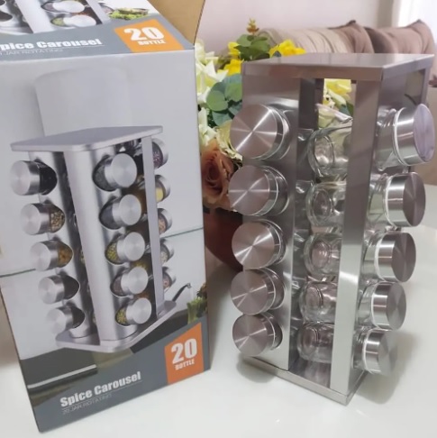 PORTA TEMPEROS CONDIMENTOS REDONDO INOX 20 POTES (Inox)