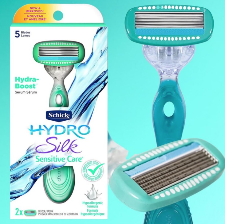 Schick Hydro Silk Lâmina de barbear sensível para mulheres com 2 refis de lâminas de barbear hidratantes