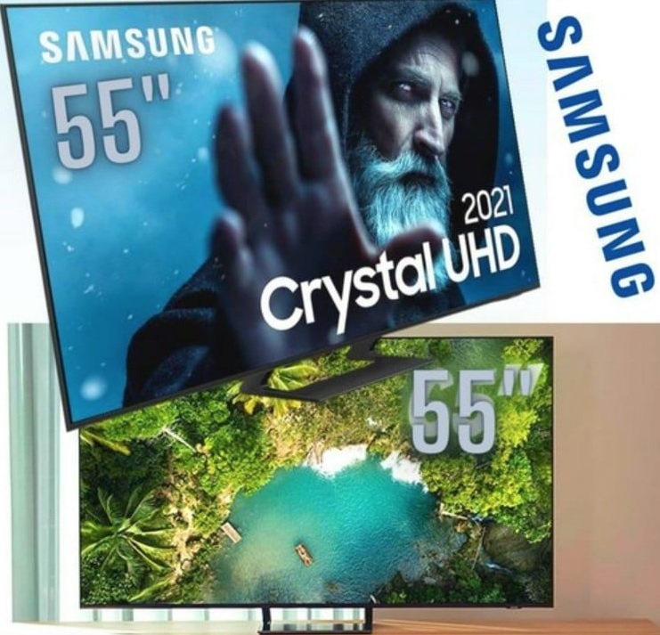 Smart TV Samsung Crystal UHD 4K 55AU9000 Design Slim Som em Movimento Virtual Visual Sem Cabos 55″