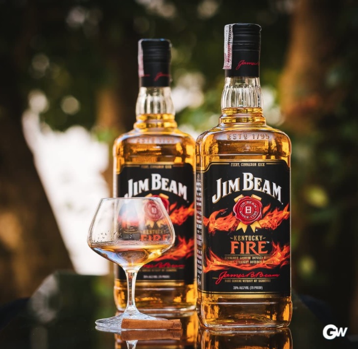 Whisky Jim Beam Fire, Bourbon, 1L