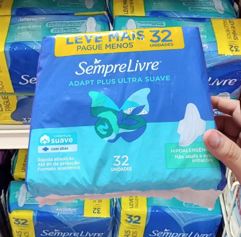 Absorvente Externo Adapt Plus com Abas, Sempre Livre, 32 Unidades