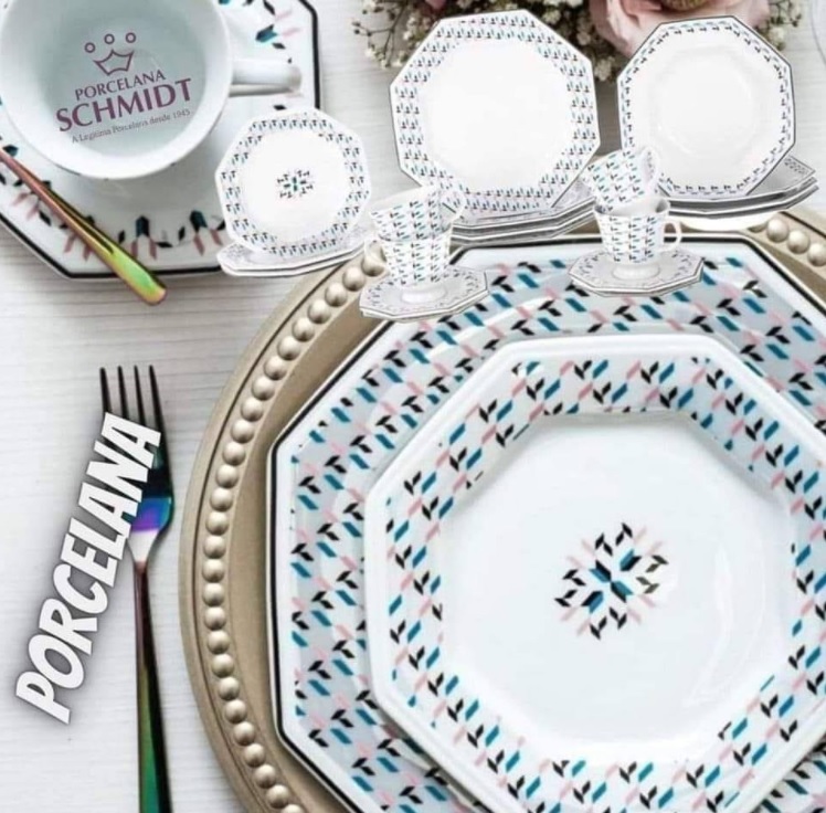 Aparelho de Jantar 20 Peças Porcelana Schmidt – Octogonal Mantiqueira