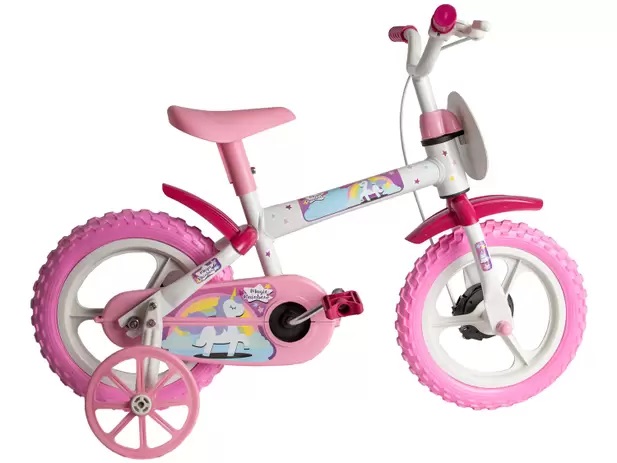 Bicicleta Infantil Aro 12 Styll Kids Magic Rainbow – Rosa e Branco