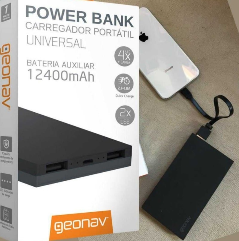 Carregador Portátil Universal12400mAh USB Geonav – Power Bank