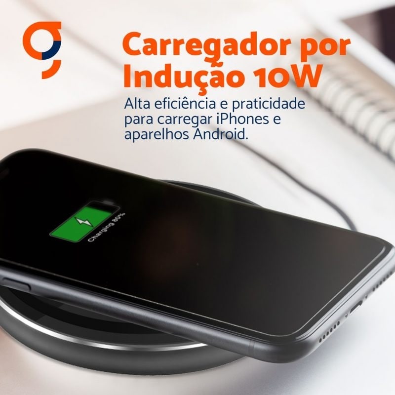 Carregador de Mesa por Indução Geonav QI10WG – QI10WG 1 Entrada USB