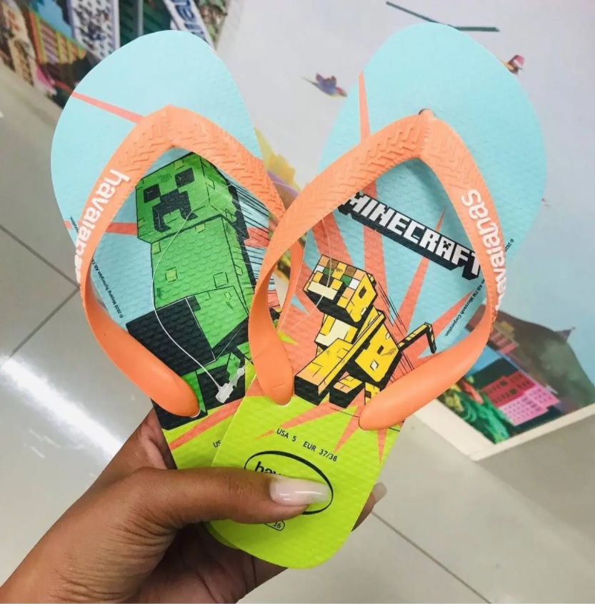 Chinelo Minecraft, Havaianas, Criança Unissex