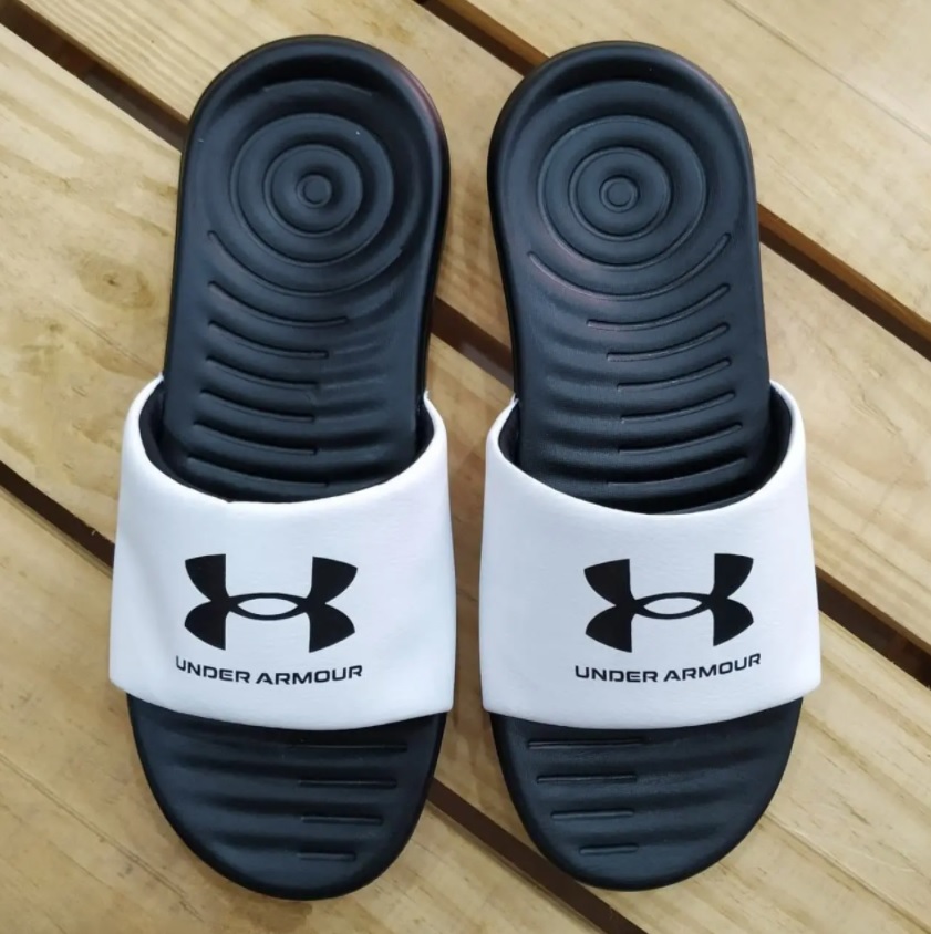 Chinelo Slide Under Armour Ansa Fix - Branco+Preto - WT Promoções