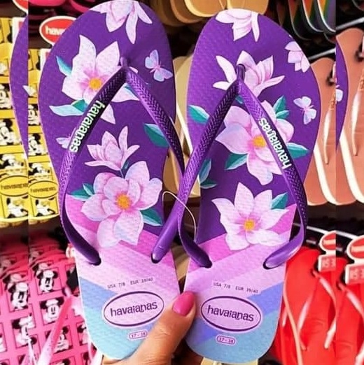 Chinelo Slim Floral, Havaianas, Feminino