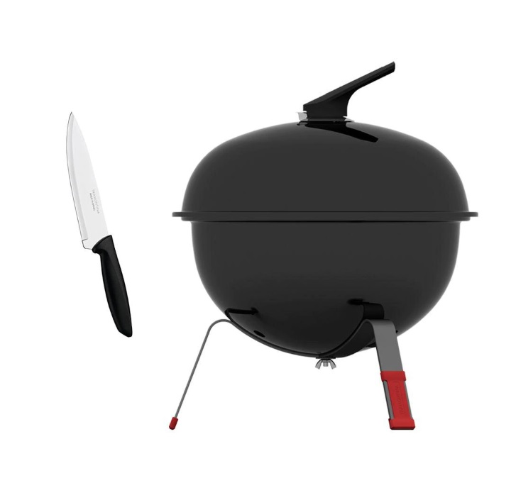 Churrasqueira Carvão Tramontina Com Tampa Aço Esmaltado TCP320L + Faca Chef Plenus