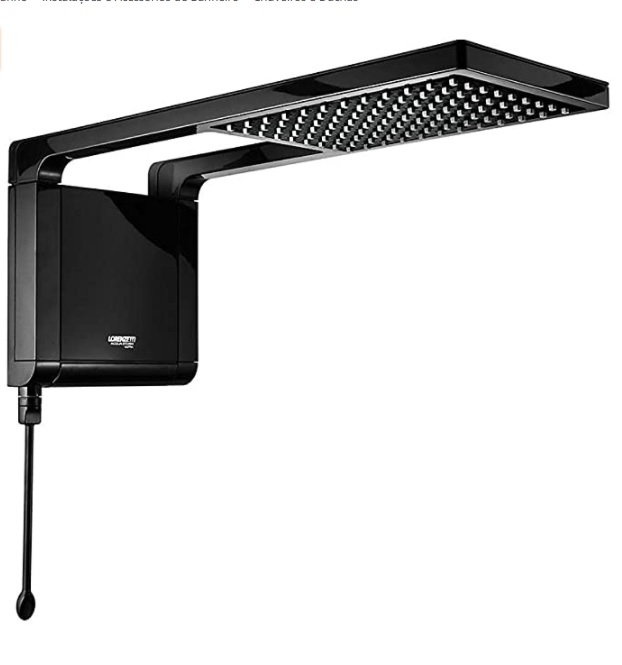 Ducha Acqua Storm Ultra Preto 6800W com Comando Eletrônico da Temperatura Compatível com Aquecimento Solar – Lorenzetti