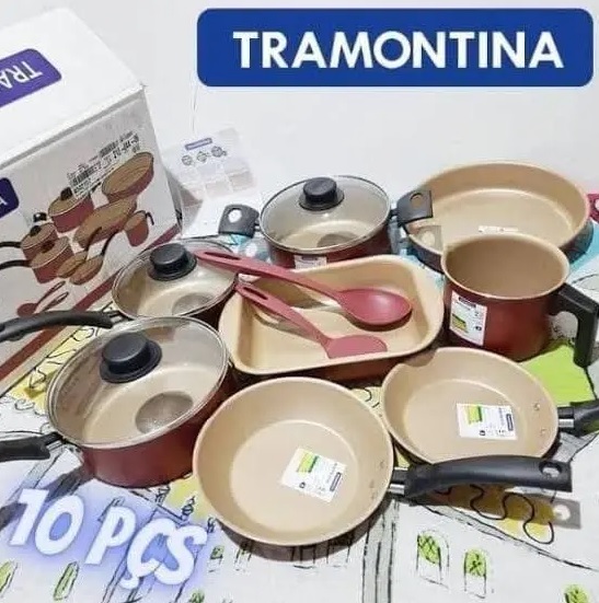 Conjunto de Panelas 10 Peças Tramontina Turim com Revestimento Antiaderente Starflon T1 – Vermelho