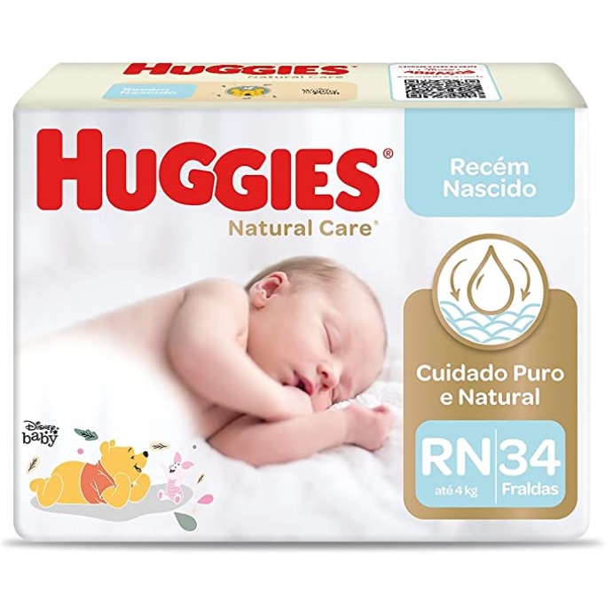 Fralda Huggies NATURAL CARE RN 34 unidades