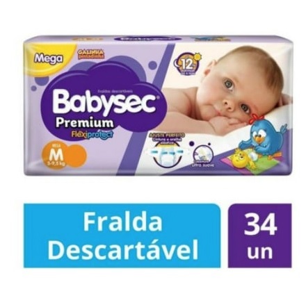 Fraldas descartáveis Babysec Premium Galinha Pintadinha Flexi Protect, 34 Unidades, Tamanho M 5 – 9,5 Kg