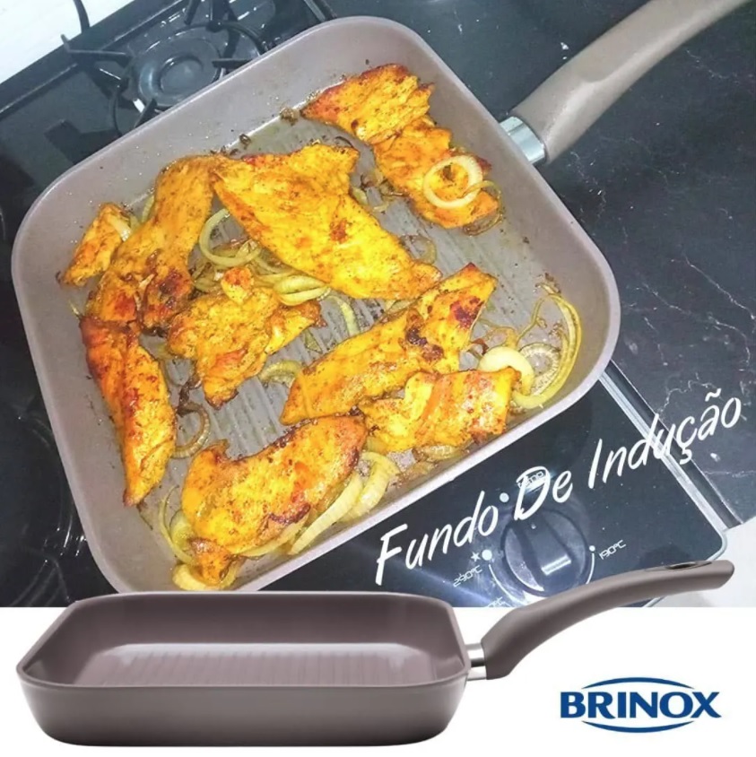 Grill Com Fundo De Indução Optima, 2,4L, 26×4,5cm, Camurça, Brinox (2 Cores)
