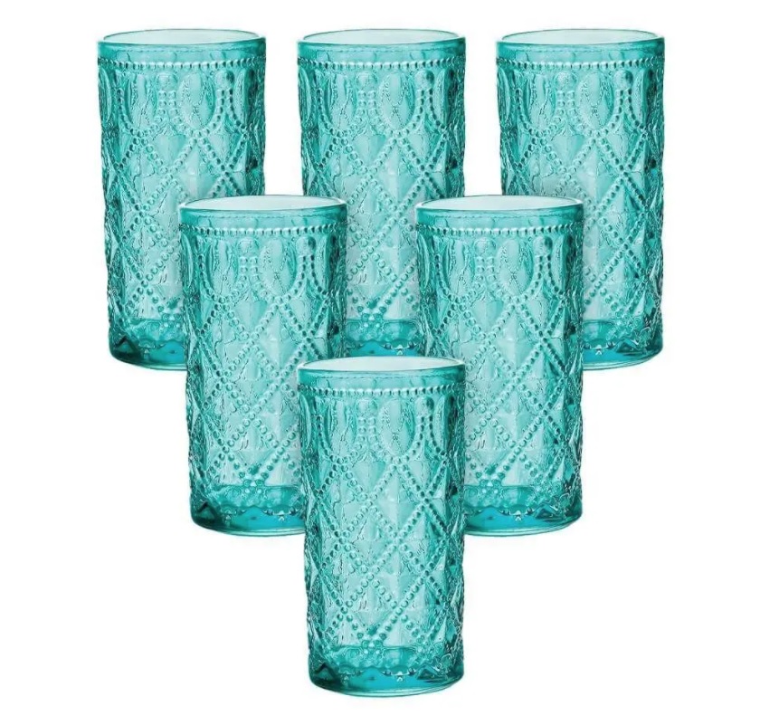 Jogo de Copos de Vidro Royal Turquesa 380ml – Casambiente