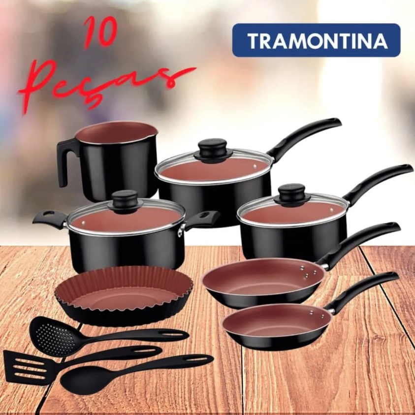 Jogo de Panelas Turim 10 Peças Preto Trevalla by Tramontina
