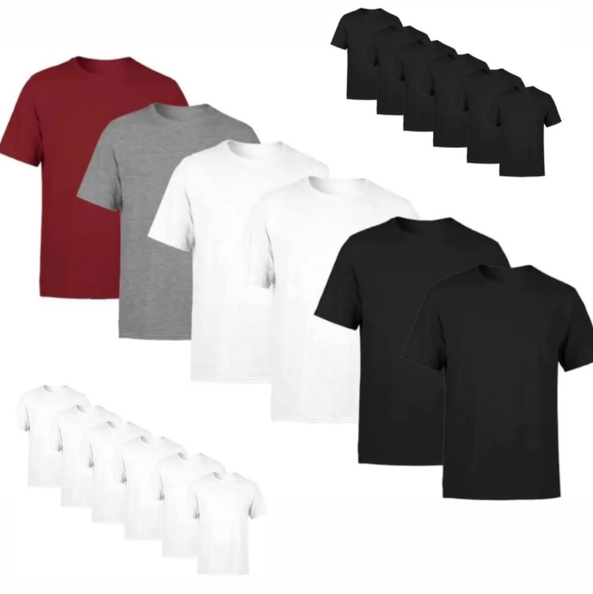 Kit 6 Camisetas Masculina SSB Brand Lisa Algodão 30.1 Premium