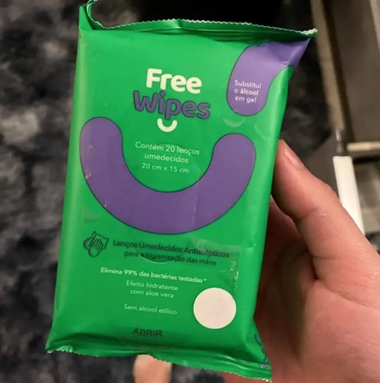 Lenços Umedecidos Antissépticos Free Wipes, Freeco