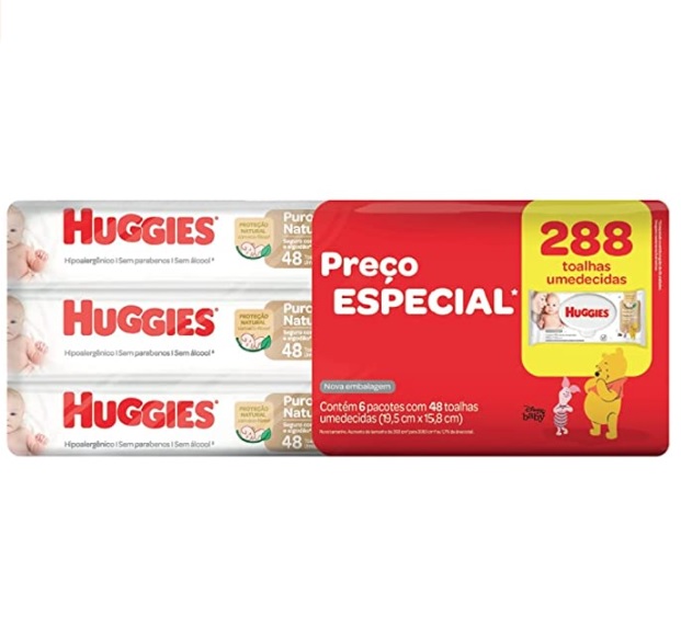 Lenços Umedecidos Huggies Puro e Natural – 288 lenços