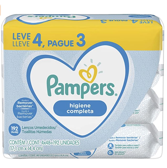 Lenços Umedecidos Pampers Higiene Completa 192 Unidades, Pampers