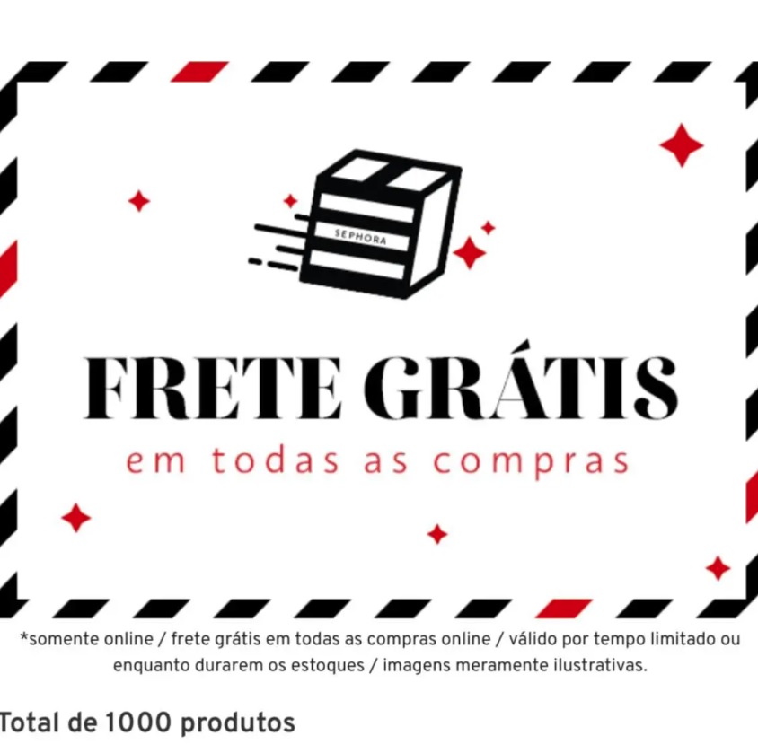 Lista de produtos SEPHORA com frete grátis