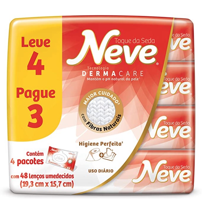 Neve Lenços Umedecidos Toque De Seda, Pacotes De 48X4 Lenços – Leve 4 Pague 3