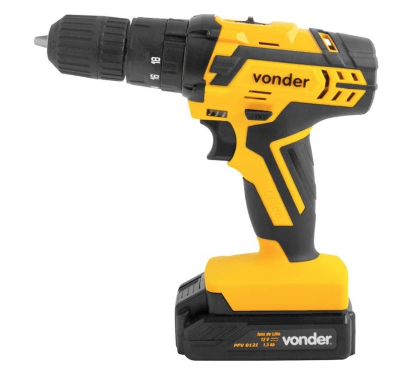 PARAFUSADEIRA E FURADEIRA 12V 3/8” PFV012I COM IMPACTO BIVOLT VONDER
