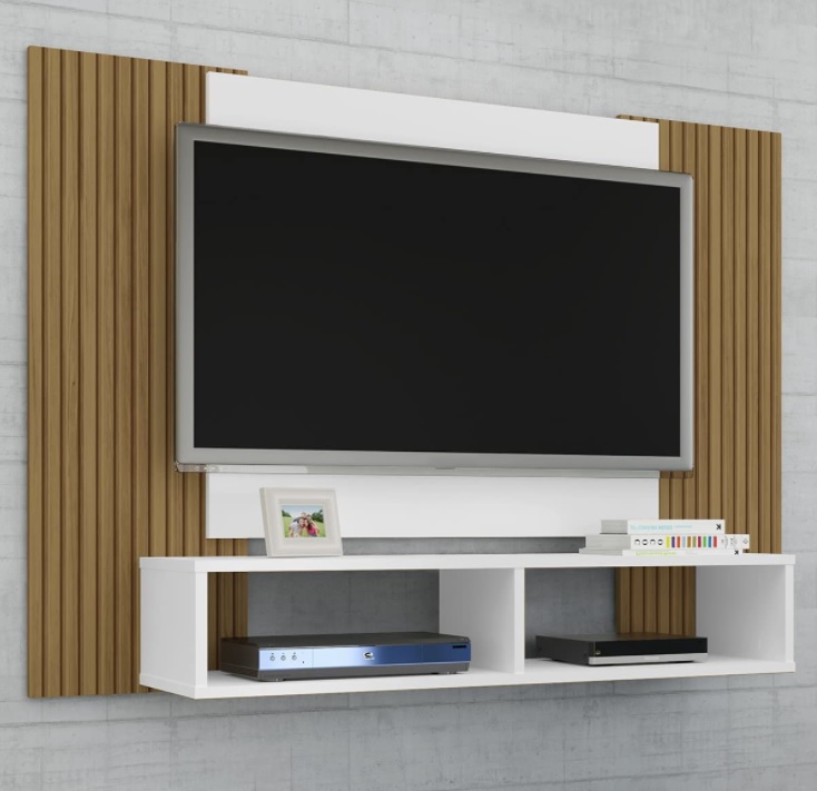 [ENCERRADA] Painel Navi para Tv até 42 polegadas Branco com Cinamomo Ripado