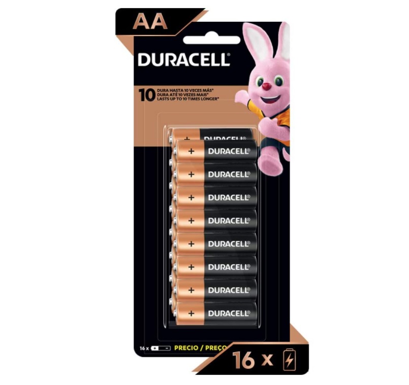 Pilha Alcalina AA Pequena DURACELL Com 16 Unidades