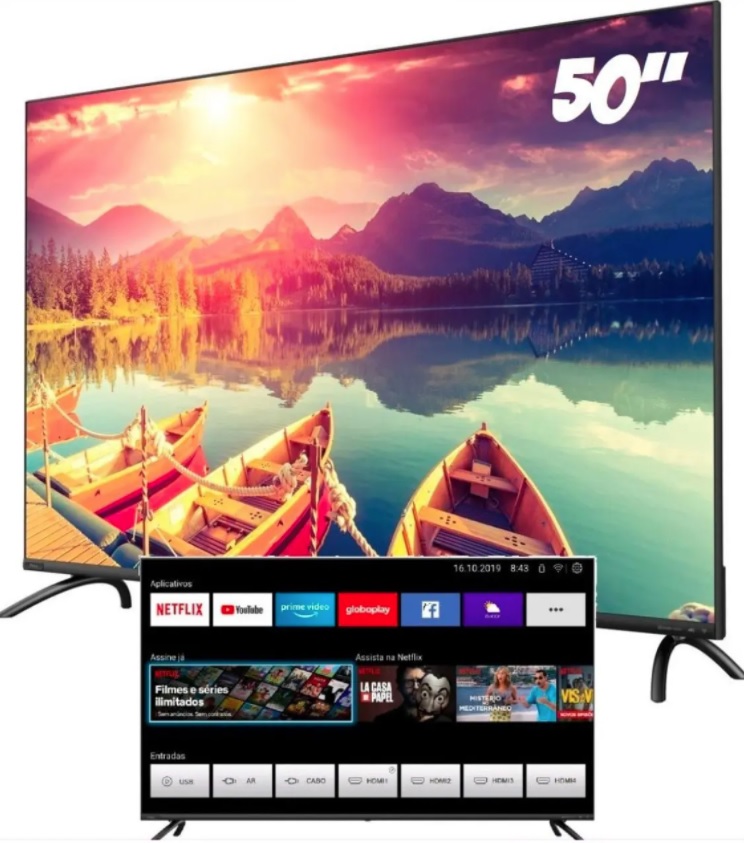 Smart TV LED 50″ 4K Philco PTV50N10N5 com Midia Cast, Função Futebol, Youtube, Globoplay e Processador Quad-core