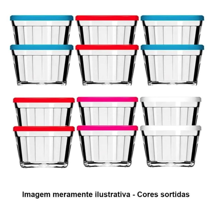 Tigela de Vidro Americano 4210 150ml 12 Peças Cores Sortidas – Nadir