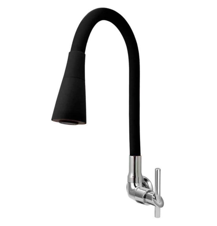 Torneira Gourmet Cozinha Flexível Cone 2 Jatos Preto Parede C61