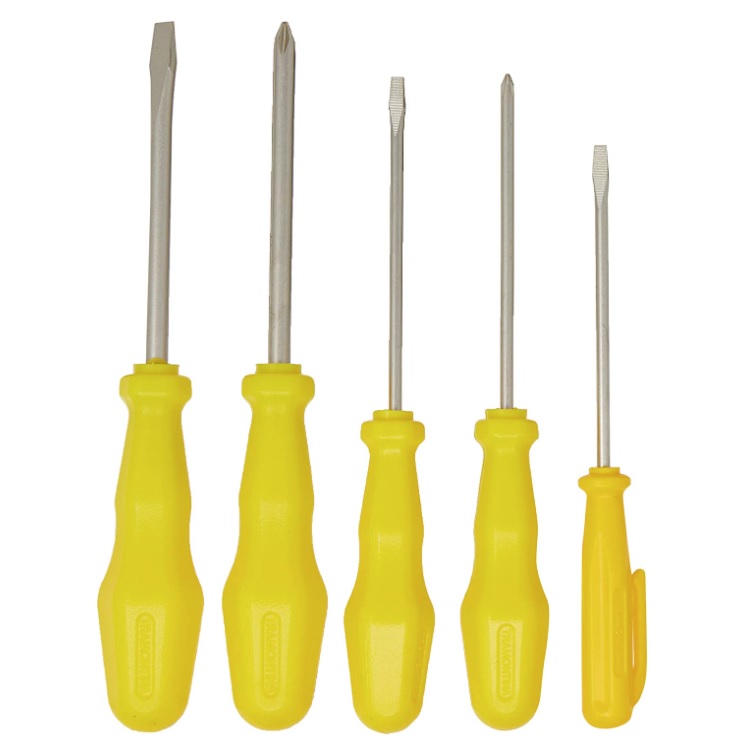 Tramontina 43408176, Jogo de Chaves de Fenda 5 Peças, Sendo 2 Ponta Chata 2 Ponta Cruzada 1 Clipe