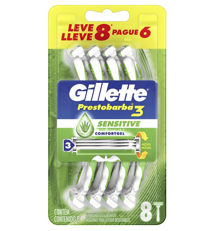 Aparelho de Barbear Descartável Gillette Prestobarba3 – 8 unidades