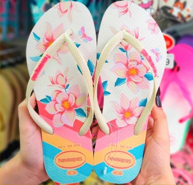 Chinelo Slim Floral, Havaianas, Feminino