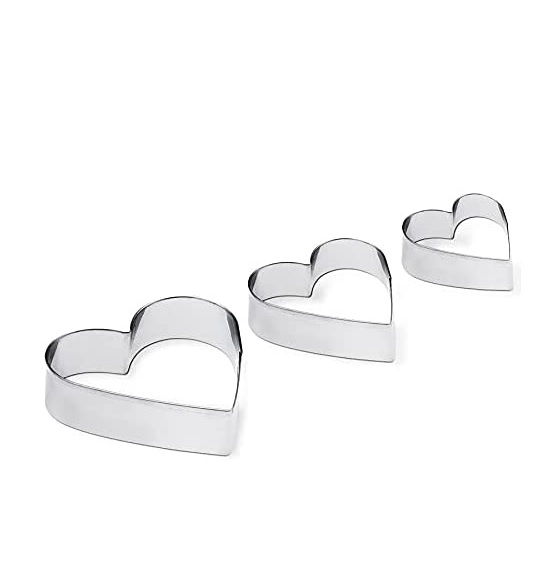 Conjunto 3 peças Cortador Biscoito Coração Glacê, Aço Inox, Brinox