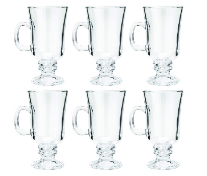 Conjunto 6 Taças para Cappuccino com Alça e Pé de Vidro Lyor Transparente 114Ml