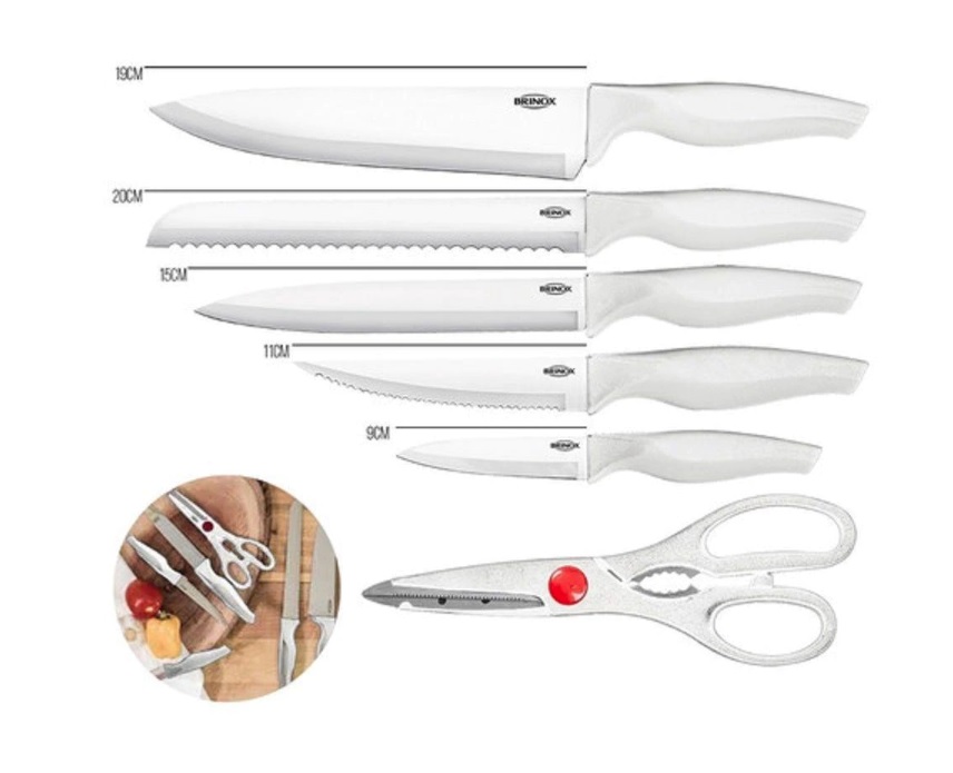 Conjunto De Facas 6 Peças Cross Branco