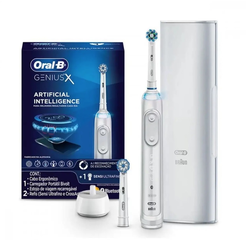 [ENCERRADA] Escova Elétrica Recarregável Oral-B Genius X Bivolt + 2 Refis Sensi Ultrafino e CrossAction