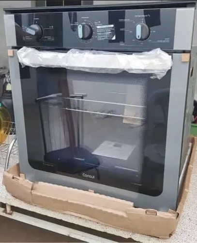 Forno a Gás de Embutir Consul Grill Autolimpante – com Timer 78L Preto e Prata COA84 BR