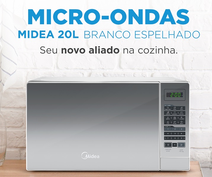 Forno Micro-ondas 20L Branco Espelhado Midea 127V MRAM21