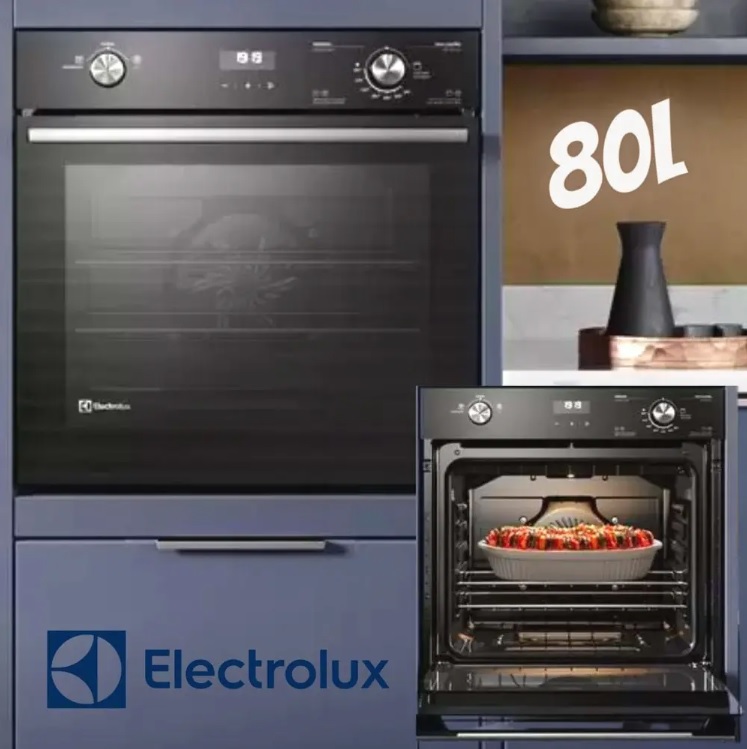 Forno a Gás de Embutir Electrolux de Convecção – com Timer 80L Preto PerfectCook360 OE8GH