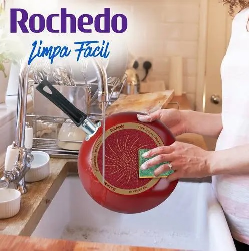 [ENCERRADA] Frigideira Francesa Rochedo Limpa Fácil 24 Cm Vermelho