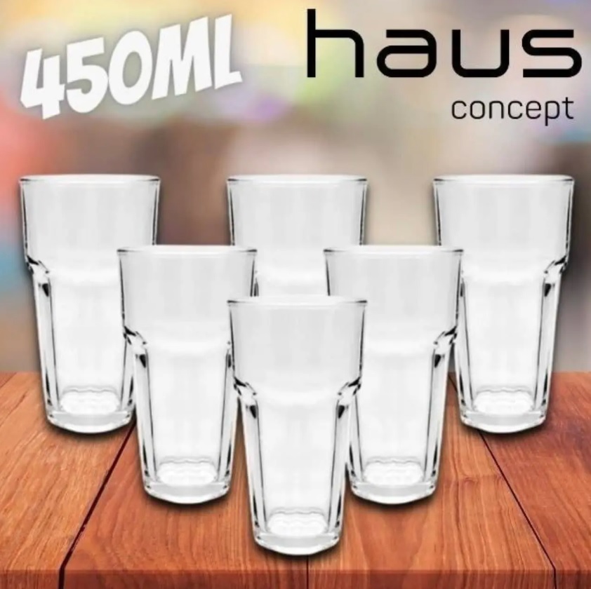 Jogo de Copos de Vidro 450ml 6 Peças Haus – Pavillion