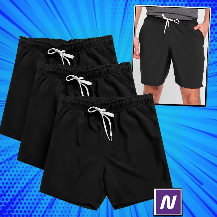 Kit 3 peças Bermuda Comfort Sports Masculina