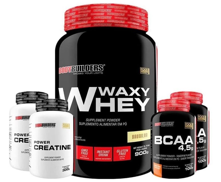 Kit Waxy Whey 900g + 2x BCAA 100g + 2x Power Creatina 100g – Bodybuilders