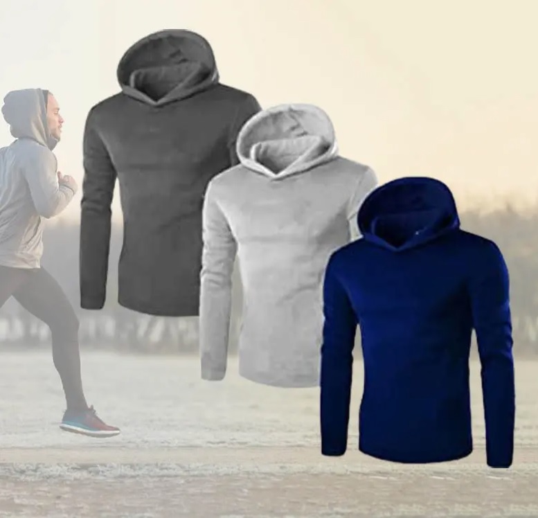 Kit com 03 Blusas Moletom Lisa Masculina Feminina Blusa de Frio com Capuz – Slim Fitness Fashion